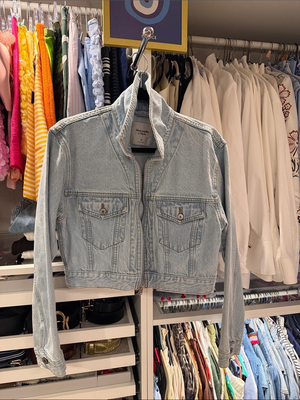 Abercrombie & Fitch Light Blue Denim Zip Jacket